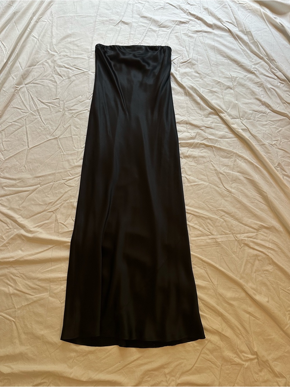 Reformation Black Silk Strapless Dress